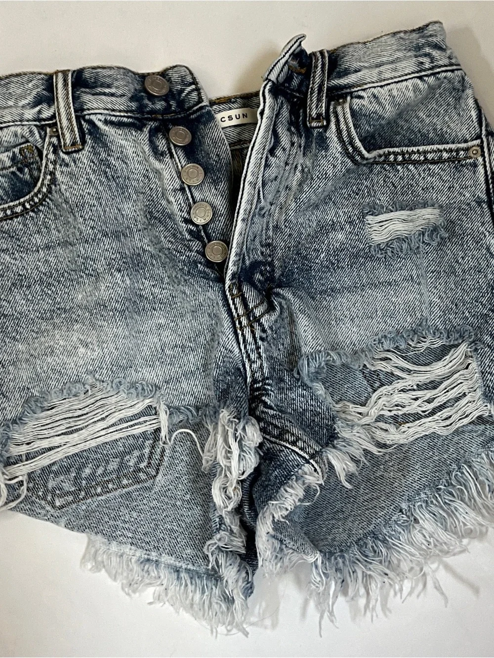 PacSun Distressed Acid Wash Denim Shorts   Stonewashed.